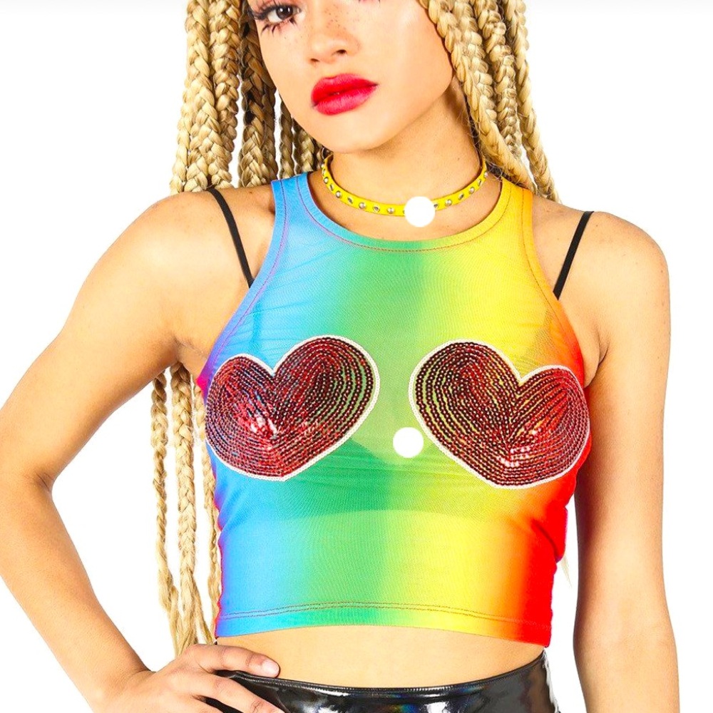Iron Fist Somewhere Rainbow Crop Tank Top Women Color Multi Size S